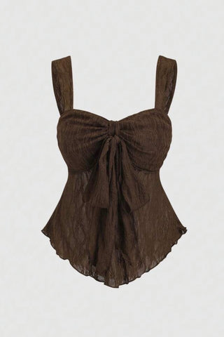 Haut en dentelle marron