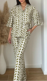Ensemble chemise abstrait olive
