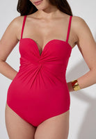 Maillot une pièces gainant fronce fushia