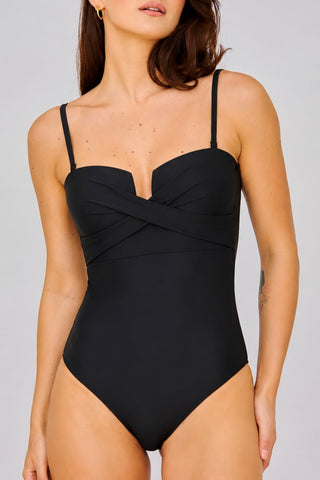 Maillot une pièces gaine noir croisée