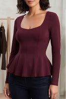 Blouse à volant bordeaux