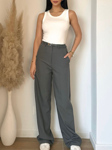 Pantalon Palazzo aceinture gris