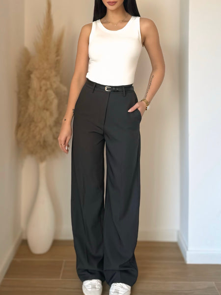 (Pantalon Palazzo aceinture noir