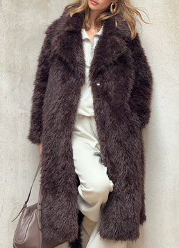 Manteau fourrure fluffy chocolat