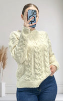 Pull en laine gossip col rond blanc