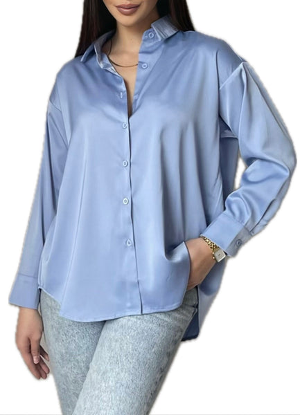 Chemise gossip  satiné bleu