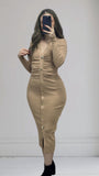 Robe moulante beige