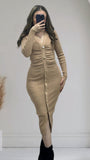 Robe moulante beige