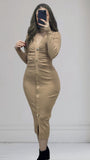 Robe moulante beige