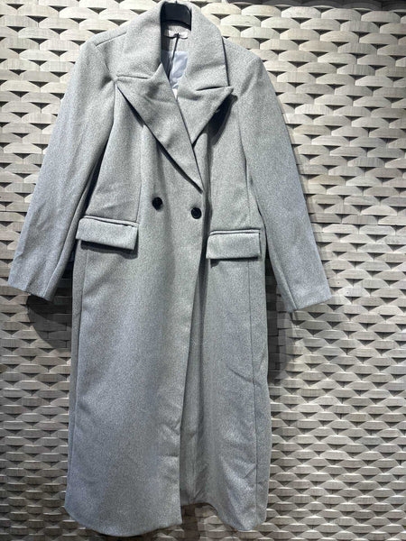 Manteau cachemire extra long gris
