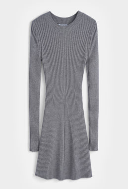 ROBE EN MAILLE CÔTELÉE GRIS