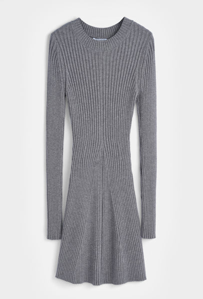 ROBE EN MAILLE CÔTELÉE GRIS