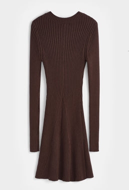 ROBE EN MAILLE CÔTELÉE marron