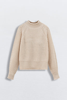 Pull en maille texturée beige