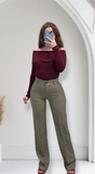 Pantalon Tergal beige.
