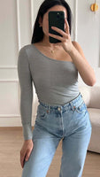 Haut offshoulder gris