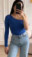 Haut offshoulder bleu