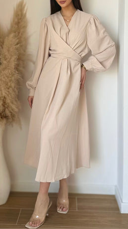 Robe Gossip détails croisés beige