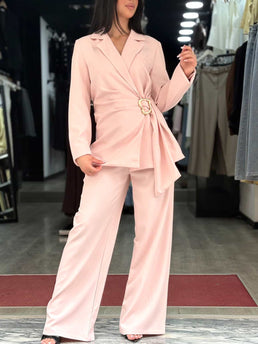 Ensemble gossip avec ceinture doré rose