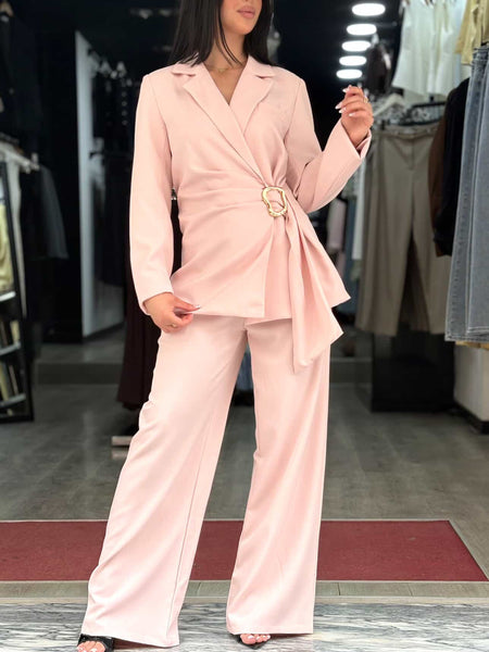 Ensemble gossip avec ceinture doré rose
