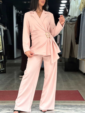 Ensemble gossip avec ceinture doré rose