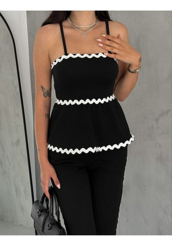 Haut gossip contrast  zigzag noir