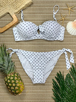 Maillot deux pièce à petits points blanc