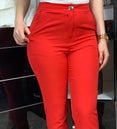 Pantalon classique taille haute rouge